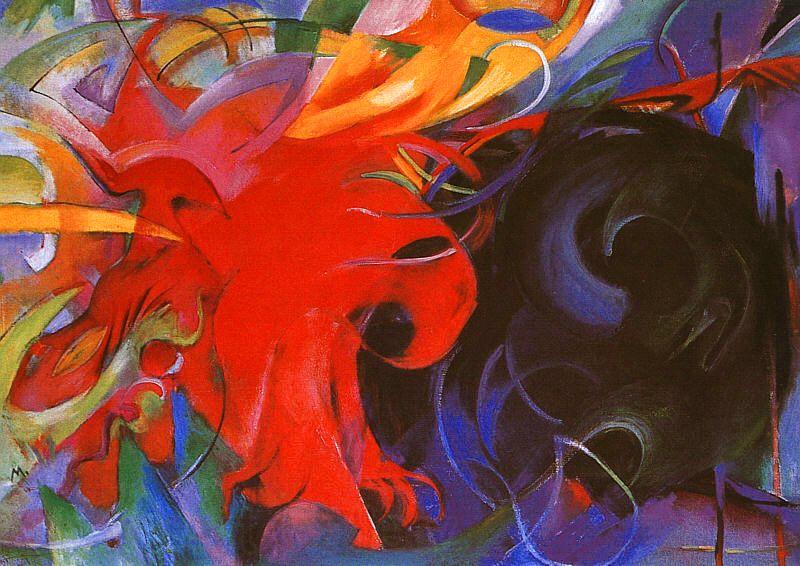 Franz Marc Fighting Forms Norge oil painting art